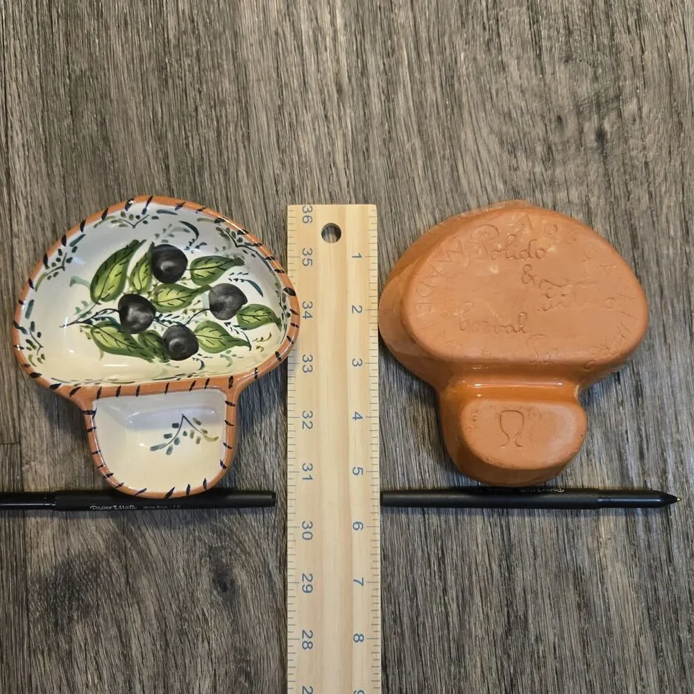 Vintage Casafina Olive dish With Sidecar Hand Painted, Signed Portugal Pottery.